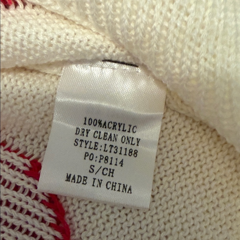 Main Strip Cream Sweater with Red Hearts NWT! - Picture 5 of 16